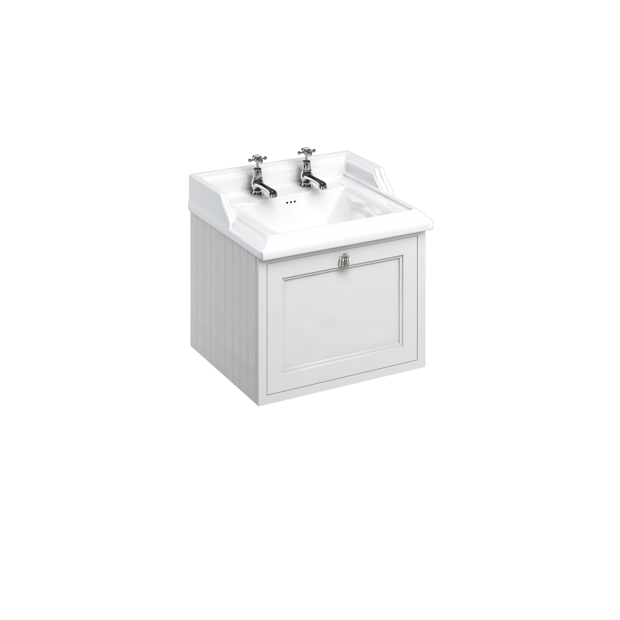 Wall Hung 65 Vanity Unit single drawer - Matt White and Classic basin 2 tap holes